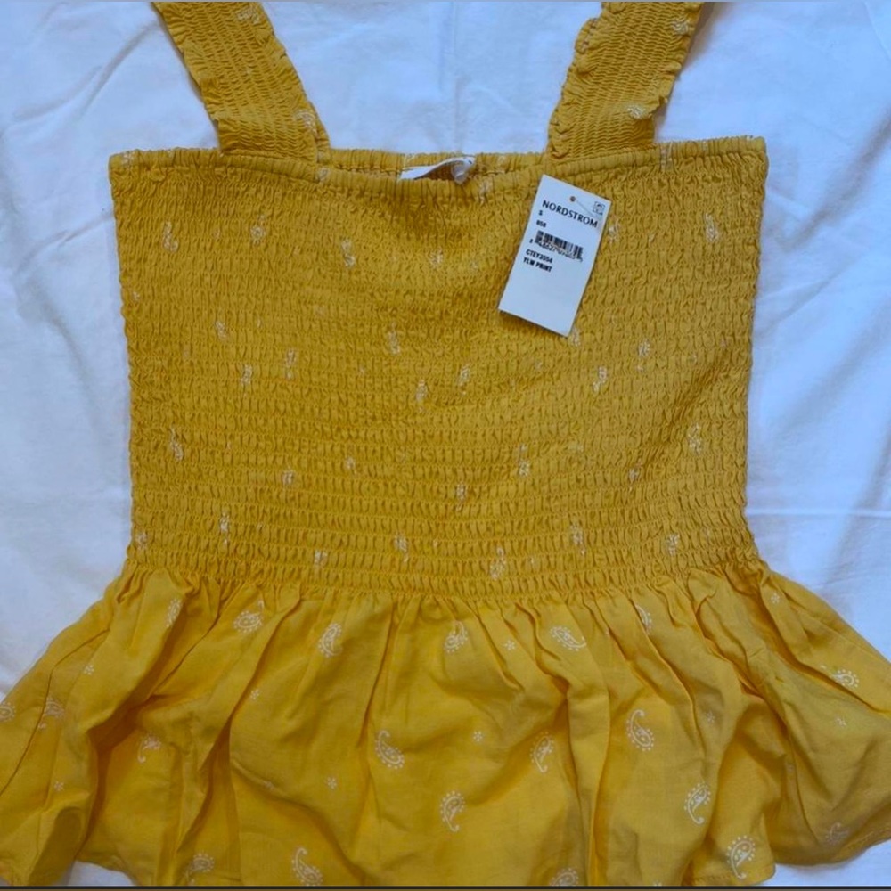 Yellow elodie ruched peplum tank